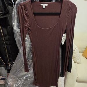 Brown Long Sleeve Dress